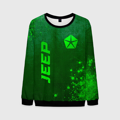 Мужской свитшот Jeep - green gradient вертикально / 3D-Черный – фото 1