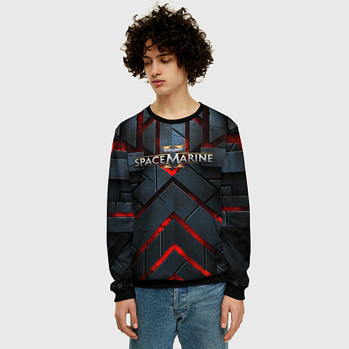 Мужской свитшот Warhammer 40000 space marine 2 лого / 3D-Черный – фото 3