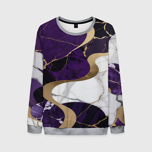 Мужской свитшот Фиолетовый с белым и золотым / 3D-Меланж – фото 1