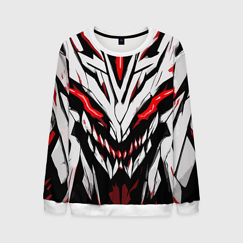 Мужской свитшот Красное абстрактное лицо монстра / 3D-Белый – фото 1