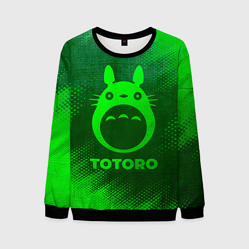 Мужской свитшот Totoro - green gradient / 3D-Черный – фото 1