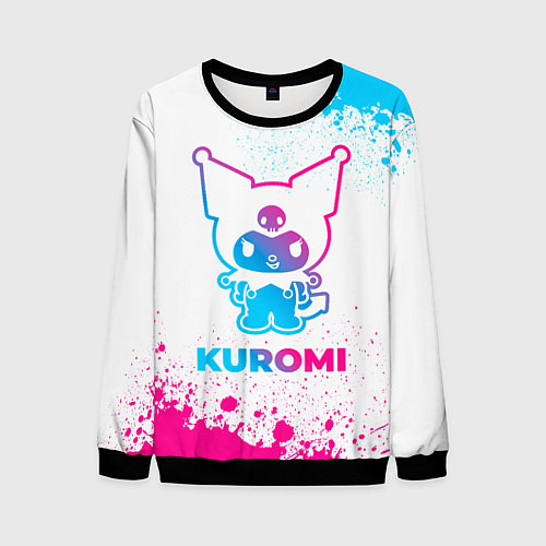 Мужской свитшот Kuromi neon gradient style / 3D-Черный – фото 1