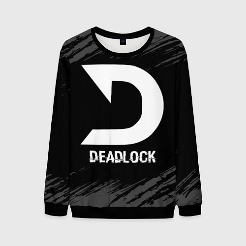 Мужской свитшот Deadlock glitch на темном фоне / 3D-Черный – фото 1