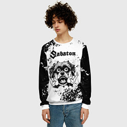 Свитшот мужской Sabaton - рок пес, цвет: 3D-белый — фото 2