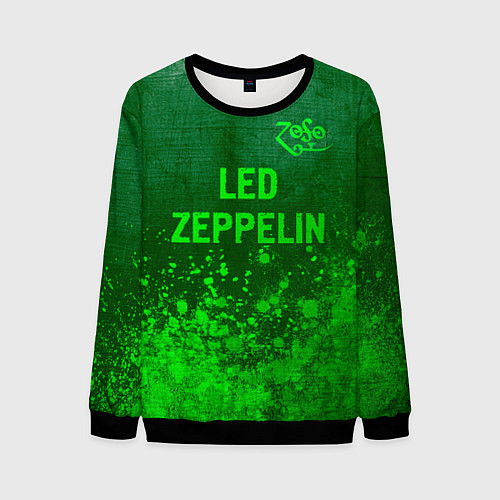 Мужской свитшот Led Zeppelin - green gradient посередине / 3D-Черный – фото 1