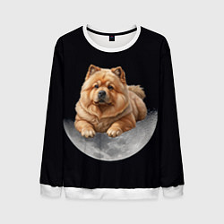 Свитшот мужской Чау-чау палевый и луна, цвет: 3D-белый
