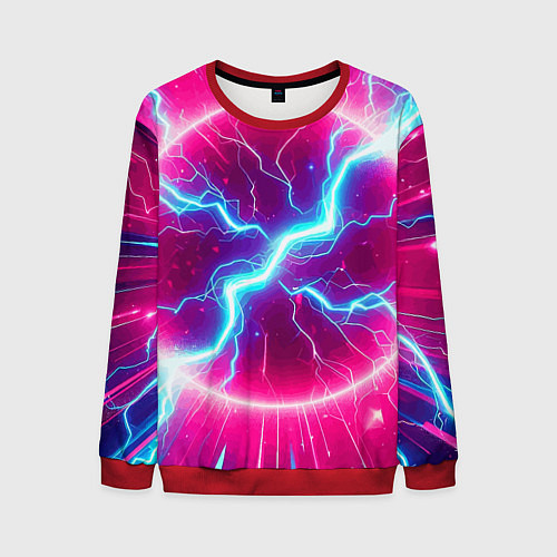 Мужской свитшот Неоновая абстракция - нейроарт / 3D-Красный – фото 1