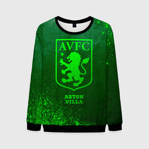 Мужской свитшот Aston Villa - green gradient / 3D-Черный – фото 1