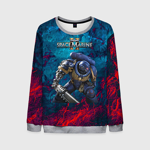Мужской свитшот Warhammer 40000 space marine 2 ультрамарин / 3D-Меланж – фото 1