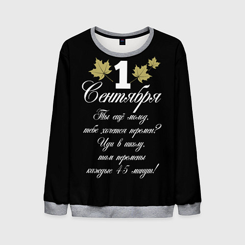 Мужской свитшот 1 сентября - хочется перемен / 3D-Меланж – фото 1