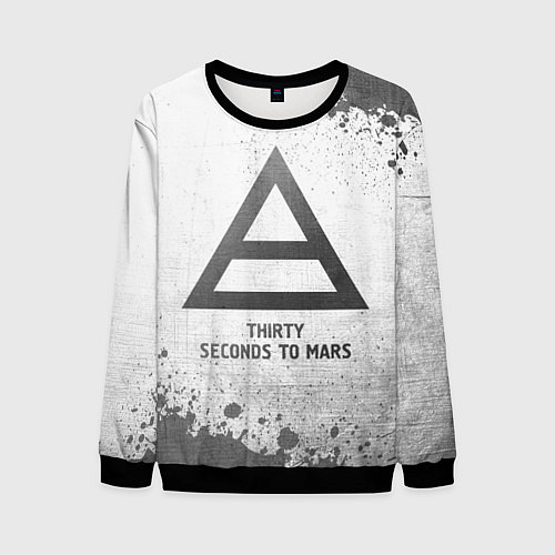 Мужской свитшот Thirty Seconds to Mars - white gradient / 3D-Черный – фото 1