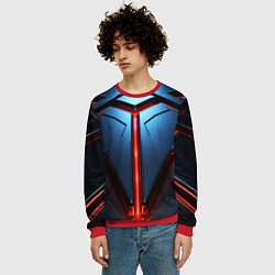 Свитшот мужской Разлом плит под углом с красным светом, цвет: 3D-красный — фото 2