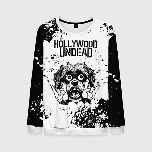 Мужской свитшот Hollywood Undead - рок пес / 3D-Белый – фото 1