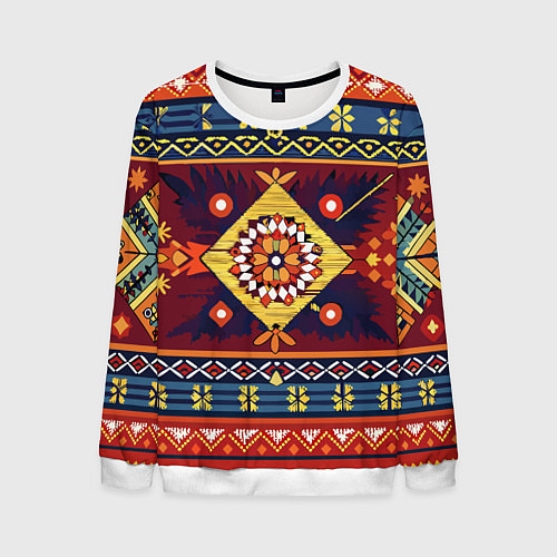 Мужской свитшот Стиль советского ковра узоры и орнамент / 3D-Белый – фото 1