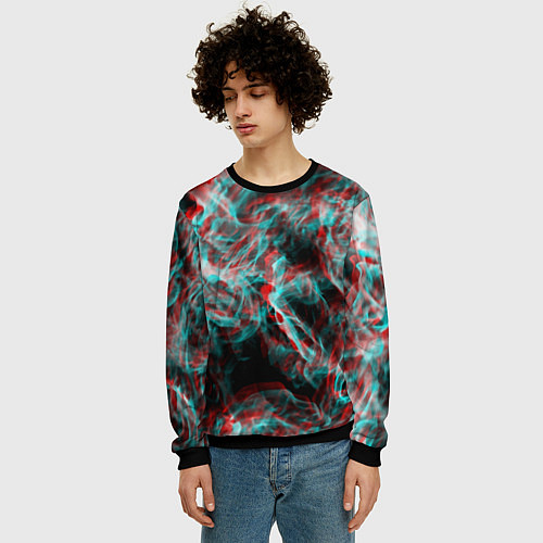 Мужской свитшот Дым из вейпа глитч / 3D-Черный – фото 3