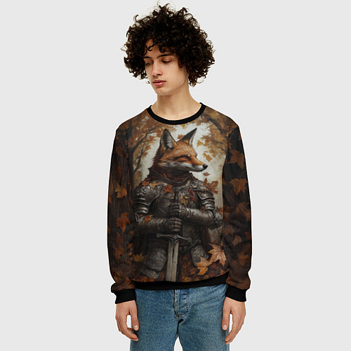 Мужской свитшот Рыцарь-лис / 3D-Черный – фото 3