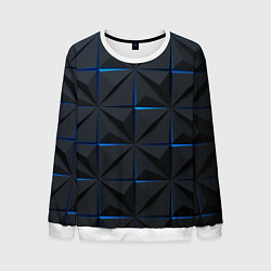 Мужской свитшот Квадратная геометрия с синей подсветкой