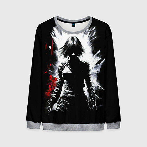 Мужской свитшот Воин девушка / 3D-Меланж – фото 1