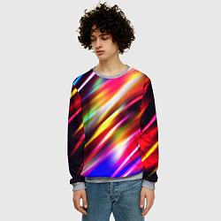 Свитшот мужской Неоновая абстракция линии, цвет: 3D-меланж — фото 2