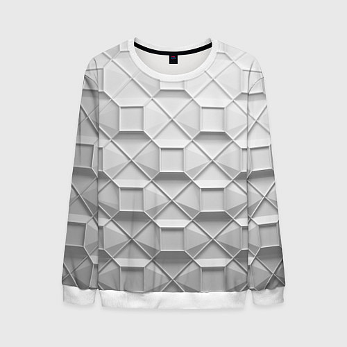 Мужской свитшот Бело серая геометрия / 3D-Белый – фото 1