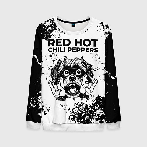 Мужской свитшот Red Hot Chili Peppers - рок пес / 3D-Белый – фото 1