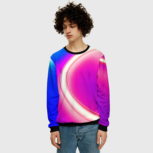 Мужской свитшот Неоновый свет текстура / 3D-Черный – фото 3