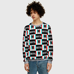 Свитшот мужской BTS glitch pattern, цвет: 3D-меланж — фото 2
