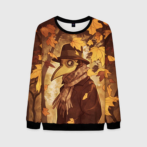 Мужской свитшот Чумной доктор в осеннем лесу / 3D-Черный – фото 1