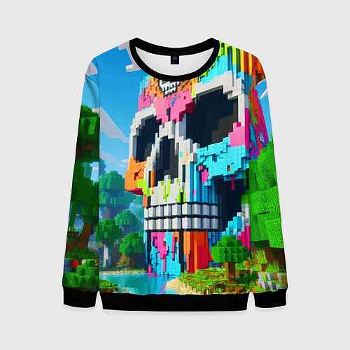 Мужской свитшот Minecraft skull - ai art fantasy / 3D-Черный – фото 1