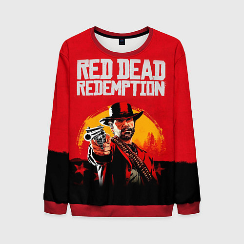 Мужской свитшот Red Dead Redemption - cowboys / 3D-Красный – фото 1
