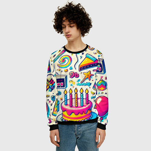 Мужской свитшот Праздник 90х игры сладости и ностальгия / 3D-Черный – фото 3