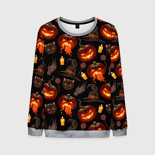 Мужской свитшот Хэллоуин цветной паттерн / 3D-Меланж – фото 1