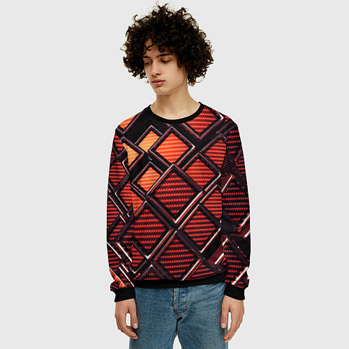 Мужской свитшот Геометрия карбон / 3D-Черный – фото 3