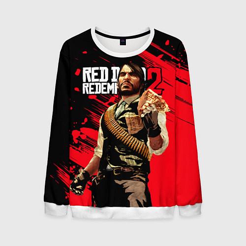 Мужской свитшот Red Dead Redemption 2 - Wanted / 3D-Белый – фото 1