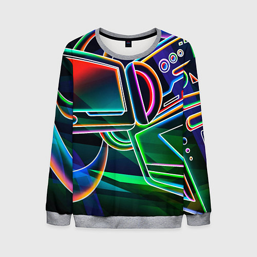 Мужской свитшот Неоновая психоделика геймер / 3D-Меланж – фото 1