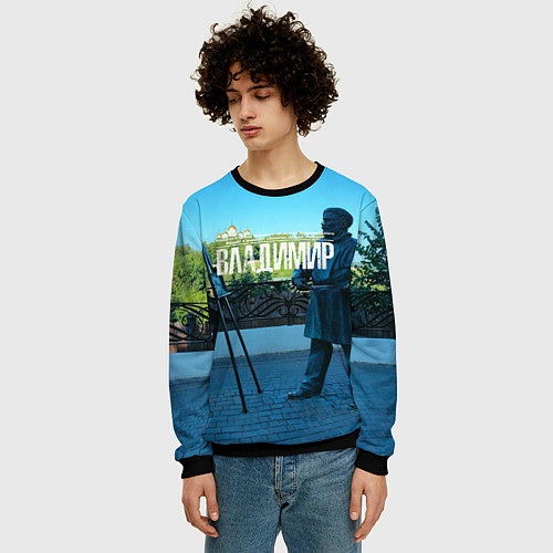 Мужской свитшот Город Владимир / 3D-Черный – фото 3