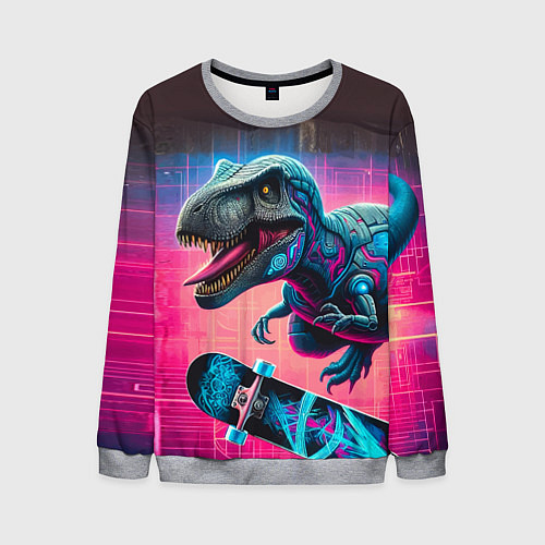 Мужской свитшот Дино крутой скейтбордист - граффити / 3D-Меланж – фото 1
