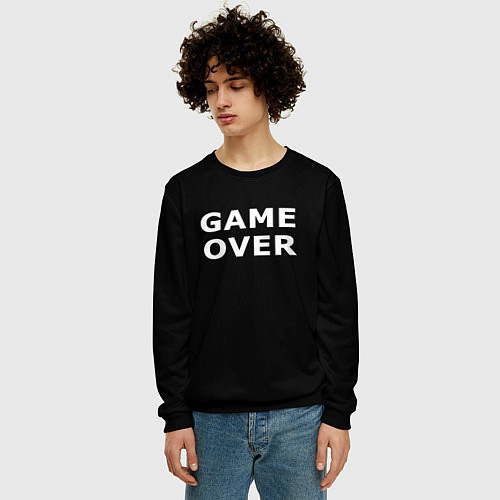 Мужской свитшот Game over white logo / 3D-Черный – фото 3