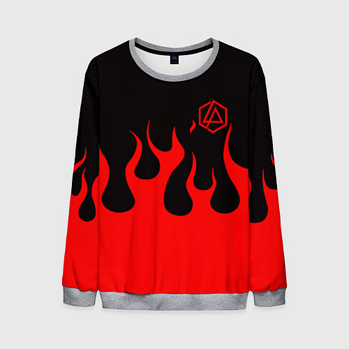 Мужской свитшот Linkin park logo fire / 3D-Меланж – фото 1