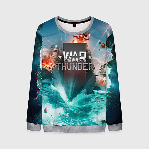 Мужской свитшот Wartunder корабль авианосец / 3D-Меланж – фото 1