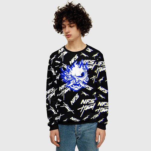 Мужской свитшот NFS samurai logo / 3D-Черный – фото 3