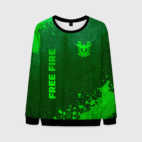 Мужской свитшот Free Fire - green gradient вертикально / 3D-Черный – фото 1