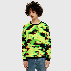 Свитшот мужской Камуфляж зелёный глитч, цвет: 3D-черный — фото 2