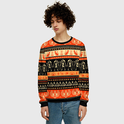 Мужской свитшот Египетский паттерн / 3D-Черный – фото 3
