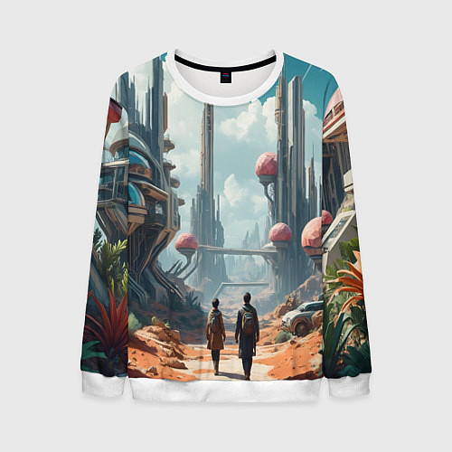Мужской свитшот Планета фантастика / 3D-Белый – фото 1