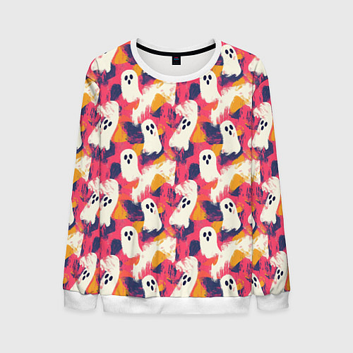 Мужской свитшот Приведения на ярком фоне / 3D-Белый – фото 1