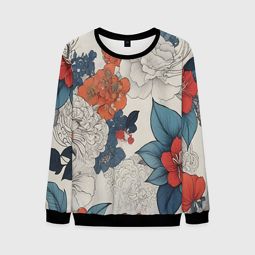 Мужской свитшот Очень красивый узор в виде татуировки / 3D-Черный – фото 1