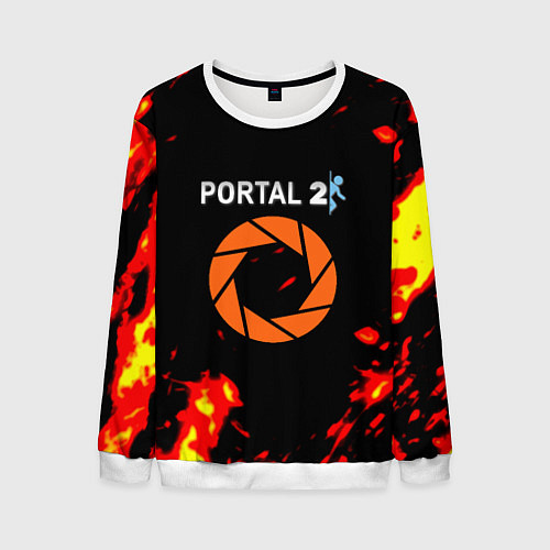 Мужской свитшот Portal огненная лава / 3D-Белый – фото 1