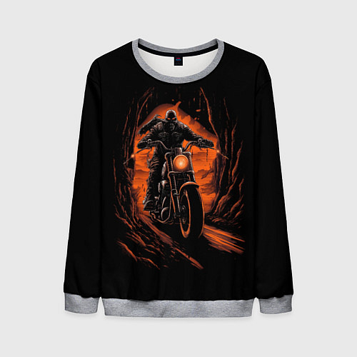 Мужской свитшот Мотоциклист с черепом / 3D-Меланж – фото 1