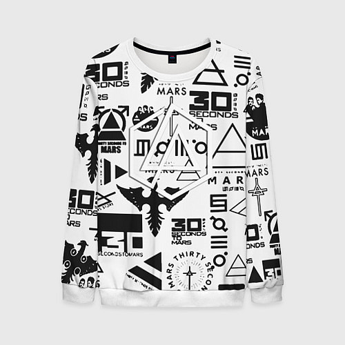 Мужской свитшот Linkin park pattern 30 second to mars / 3D-Белый – фото 1
